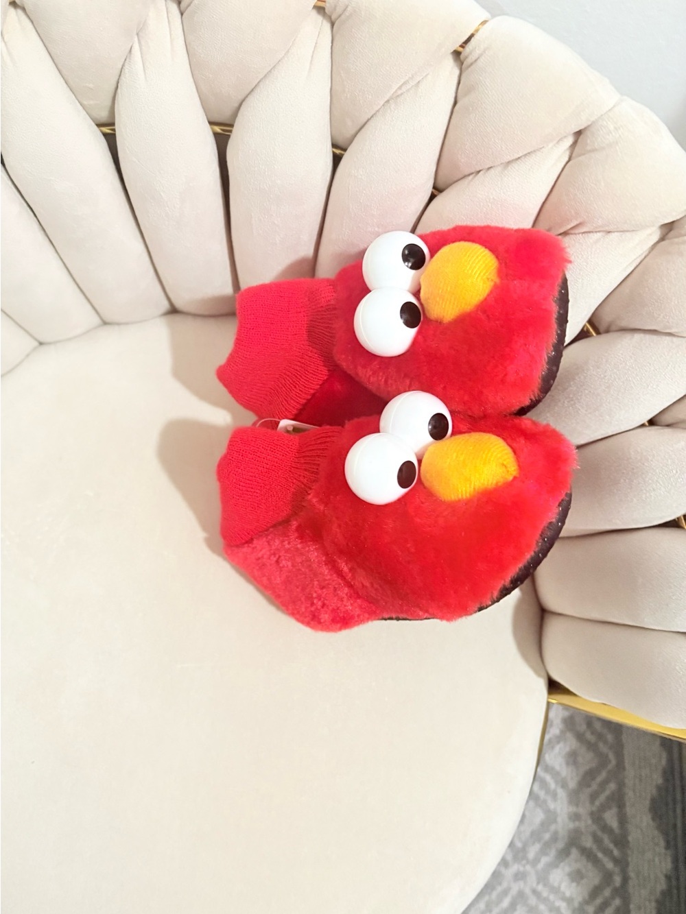 Sesame Street Red Elmo Plush Slippers with Yellow Nose